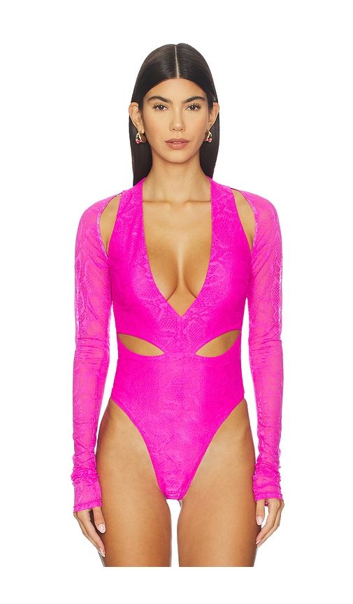 Snake Lace Bodysuit in Pink. - size 0 (also in 00) - LaPointe - Modalova
