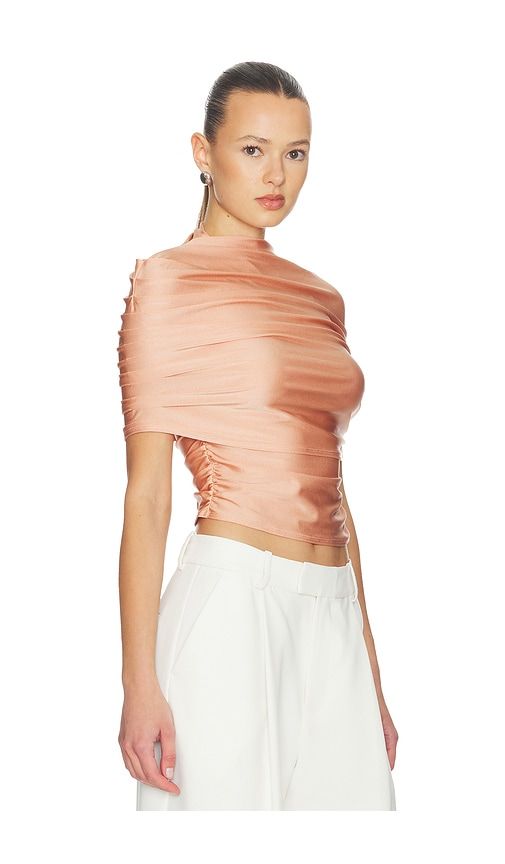 Mock Neck Ruched Top in Rose. - size L (also in S, XS) - LaPointe - Modalova