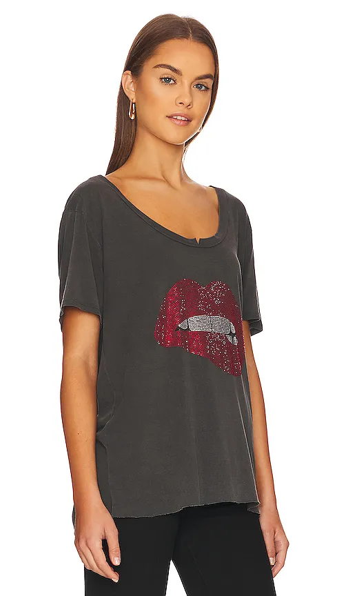 Delara Crystal Biting Lip Top in Black. - size L (also in M, S, XL) - Lauren Moshi - Modalova