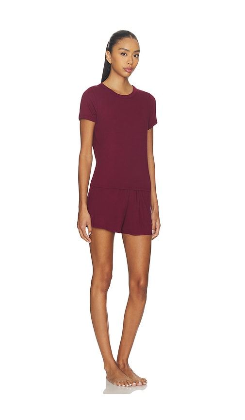 Rib Tee Short Set in Wine. - size L (also in M, XL) - LUNYA - Modalova