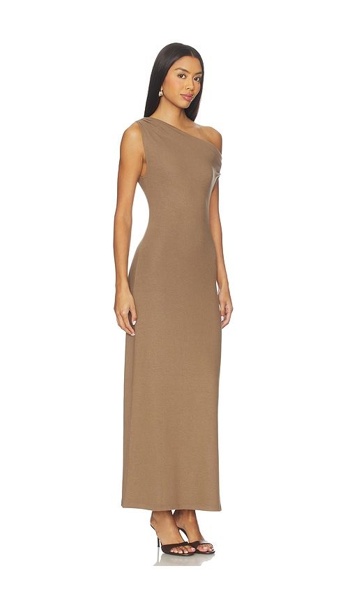 Lauren Ruched Asymmetrical Shoulder Dress in Brown. - size M (also in S) - LESET - Modalova