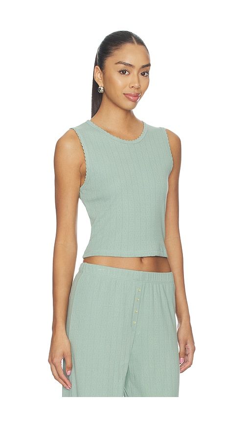 Pointelle Sleeveless Crew in Teal. - size L (also in M, S, XS) - LESET - Modalova