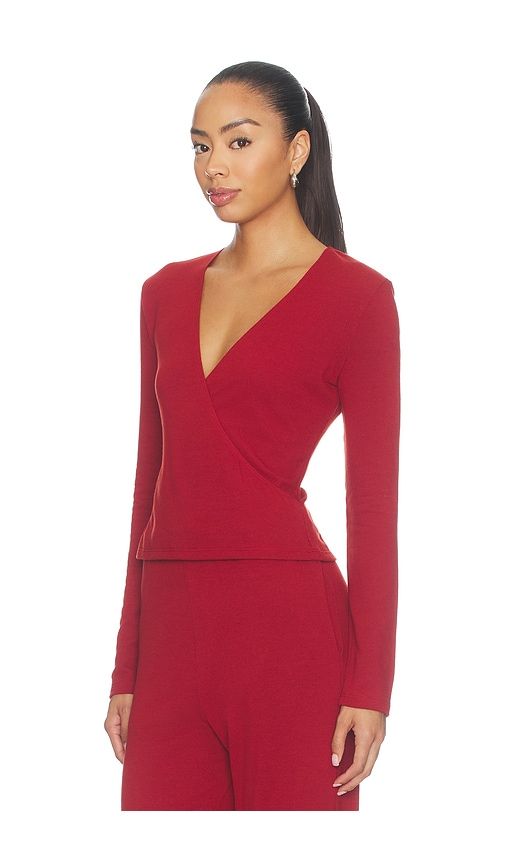 Lauren Crop Wrap Top in Red. - size L (also in M, S, XL, XS) - LESET - Modalova