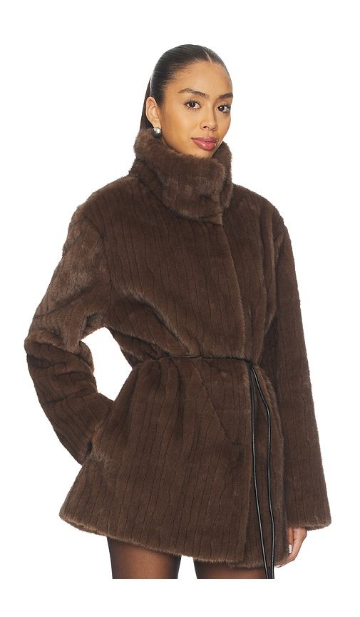 Maria Faux Fur Coat in Brown. - size XL (also in XS) - LPA - Modalova