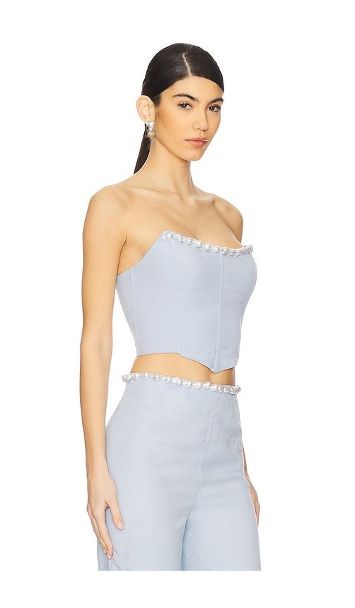 Birkin Pearl Corset Top in Baby Blue. - size L (also in M) - La Porte - Modalova