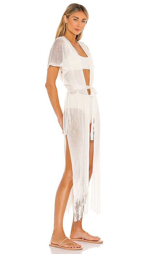 Luli Fama Fringe Caftan in White - Luli Fama - Modalova