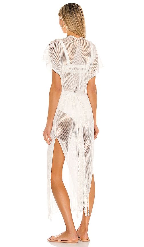 Luli Fama Fringe Caftan in White - Luli Fama - Modalova