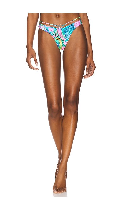 Strappy Loop Brazilian Scrunch Bottom in Teal. - size L (also in M, S, XS) - Luli Fama - Modalova