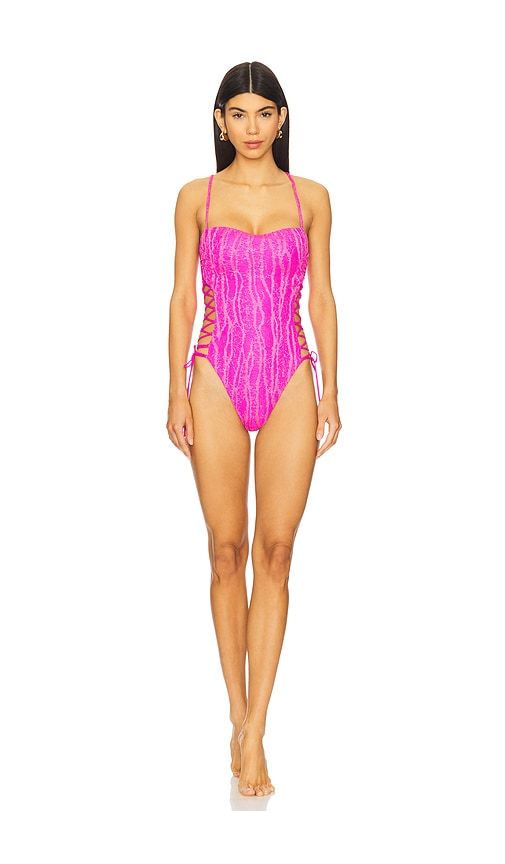 Square Neck Laced Up One Piece in . - size L (also in M, S, XL, XS) - Luli Fama - Modalova
