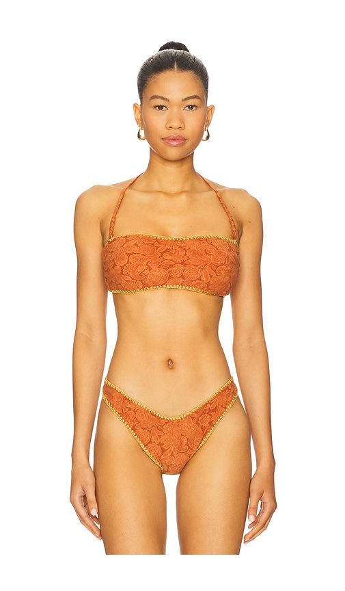 Luxe Stitch Free Form Removeable Bandeau Bikini Top in Rust. - size L (also in M, S) - Luli Fama - Modalova
