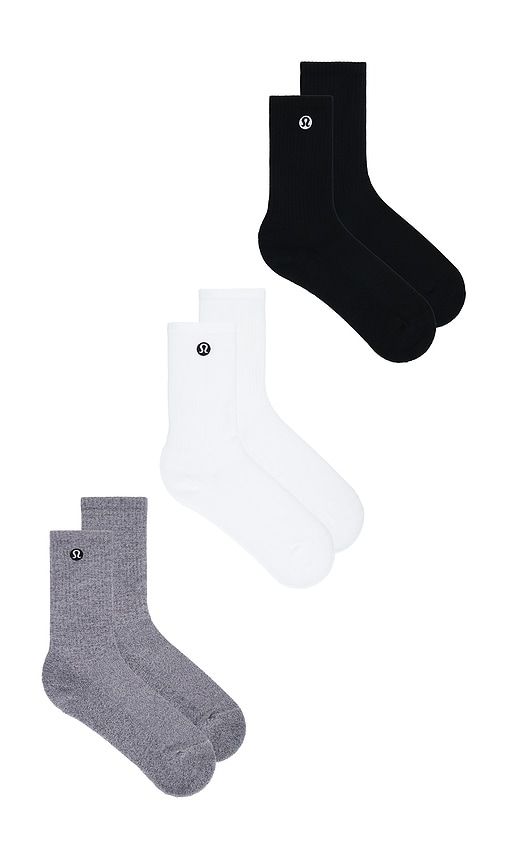 Daily Essential Socks 3 Pair in Black & White. - size L (also in M, S, XL/1X) - lululemon - Modalova