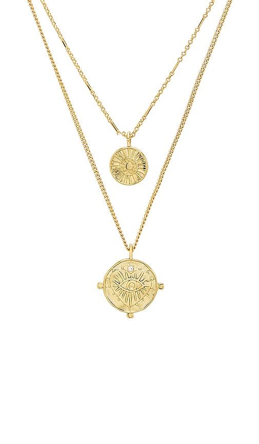 X REVOLVE The Double Coin Charm Necklace in Metallic - Luv AJ - Modalova