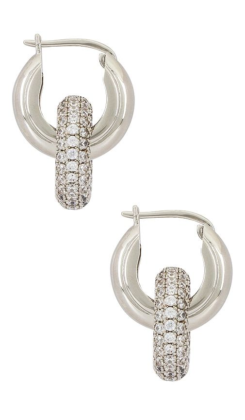 Pave Interlock Hoops in Metallic - Luv AJ - Modalova