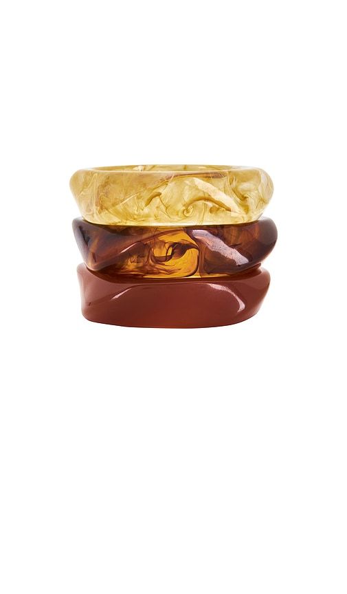 The Formentera Bangle Set in Brown,Yellow - Luv AJ - Modalova