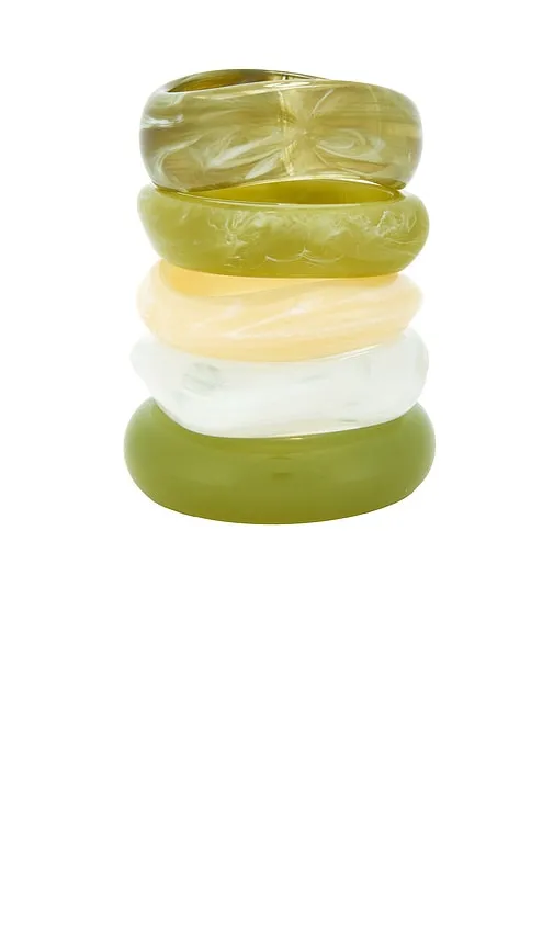 The Formentera Bangle Set in Green - Luv AJ - Modalova