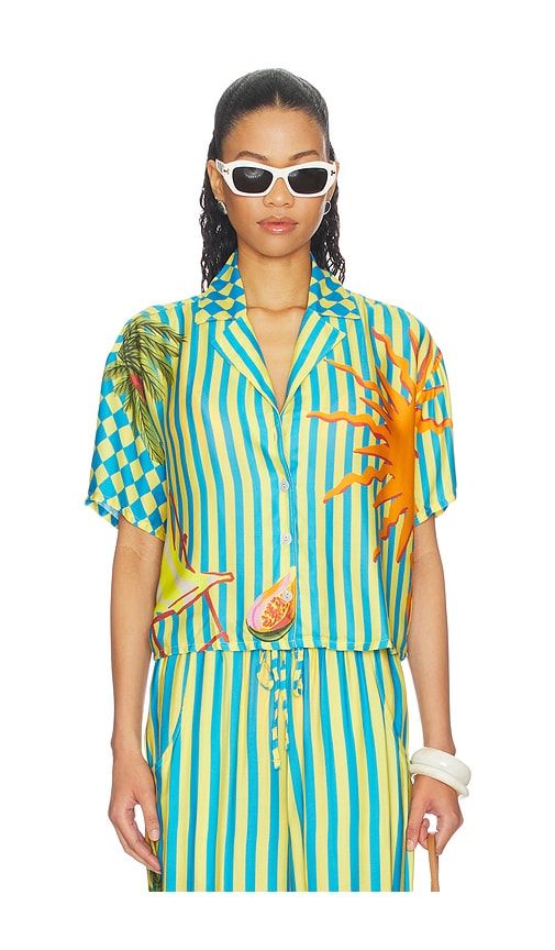 Tropic Camouflage Octavia Shirt in Teal,Yellow. - size M (also in S) - Maaji - Modalova