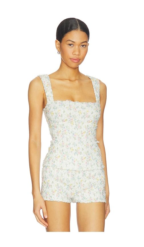 Lilia Top in White,Blue. - size L (also in M, S, XL, XS) - MAJORELLE - Modalova