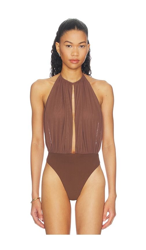 Chantal Bodysuit in Chocolate. - size L (also in M, S, XL, XS) - MAJORELLE - Modalova