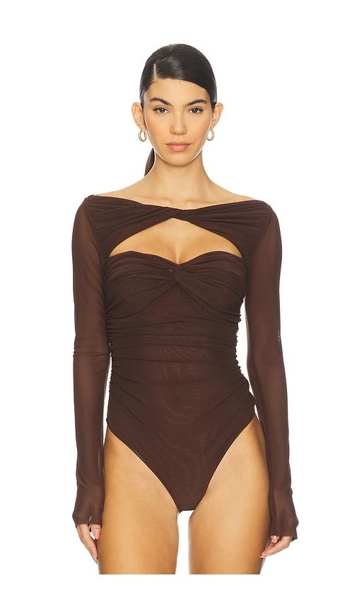Eleanora Bodysuit in Brown. - size XS (also in XXS) - MAJORELLE - Modalova