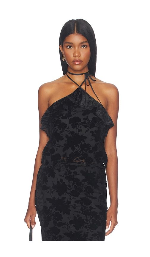 Augustin Velvet Burnout Top in Black. - size L (also in M, S, XL, XS, XXS) - MAJORELLE - Modalova