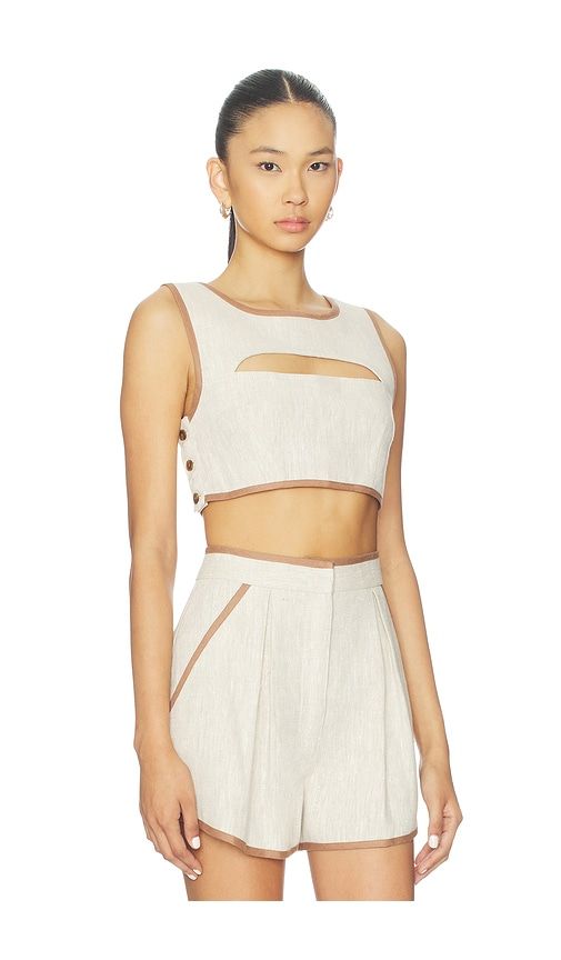 Bound Cutout Crop Top in Beige. - size 0 (also in 10, 2, 4, 6, 8) - MATTHEW BRUCH - Modalova