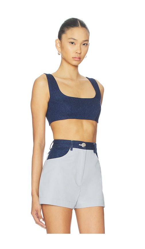 Tie Back Crop Top in Blue. - size L (also in M, S) - MATTHEW BRUCH - Modalova