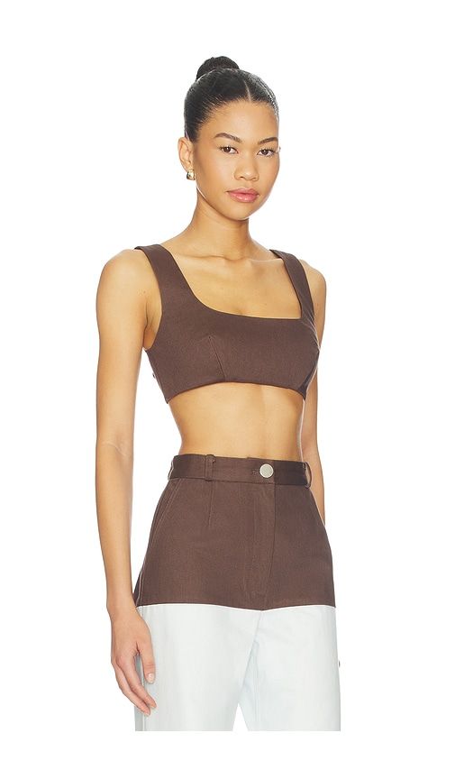 Tie Back Crop Top in Chocolate. - size S (also in XS) - MATTHEW BRUCH - Modalova
