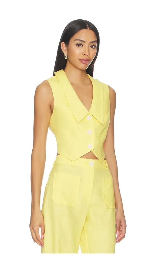 Collared V-neck Vest in Yellow. - size 0 (also in 4) - MATTHEW BRUCH - Modalova