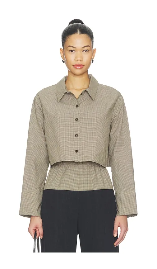 Cropped Oversized Button Down Top in Taupe. - size M (also in S) - MATTHEW BRUCH - Modalova