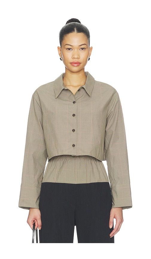 Cropped Oversized Button Down Top in Taupe. - size M (also in S, XS) - MATTHEW BRUCH - Modalova