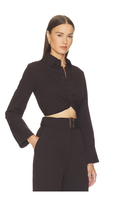 Twist Button Up Top in Brown. - size L (also in M, S, XS) - MATTHEW BRUCH - Modalova
