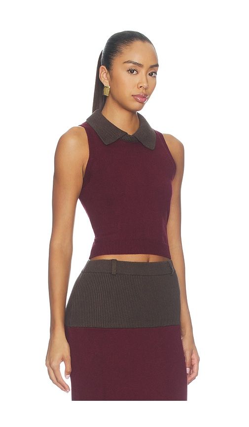 Combo Collar Cropped Tank Top in Wine. - size L (also in M, S, XS) - MATTHEW BRUCH - Modalova