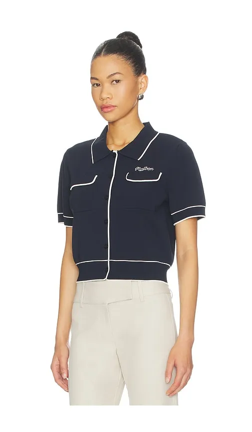 Jacqueline Polo Top in Navy. - size M (also in S, XL, XS) - Malbon - Modalova