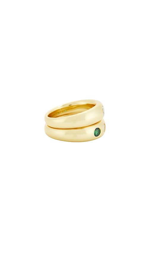 Emerald And Clear CZ Pinky Ring Set Of 2 in Metallic Gold. - size 3 (also in 4) - MEGA - Modalova