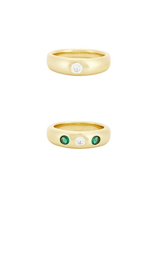 Emerald And Clear CZ Pinky Ring Set Of 2 in . Size 3. Also in 3.5, 4 - MEGA - Modalova