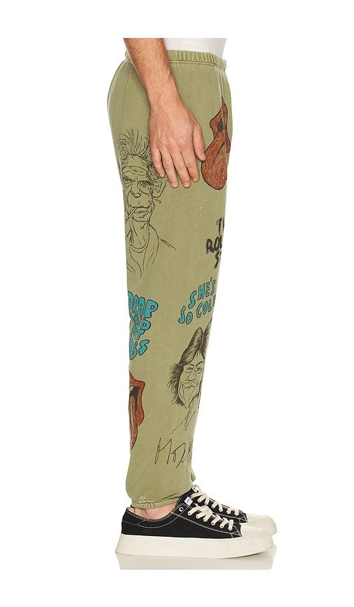 Rolling Stones Sketch P.E. Sweatpants in Green. - size L (also in M, S, XL/1X) - Madeworn - Modalova