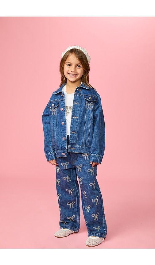Kids Tatiana Crystal Bow Jeans in Blue. - size 10 (also in 2, 4, 6, 8) - MINI DREAMERS - Modalova
