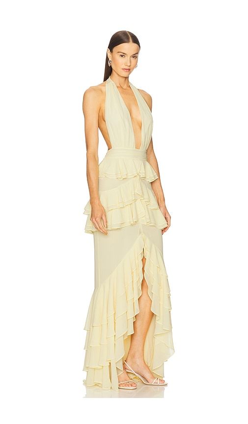 X REVOLVE Clara Bow Gown in Lemon. - size L (also in M, XL) - Michael Costello - Modalova