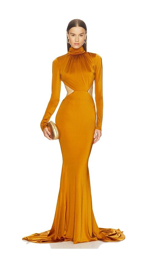 X REVOLVE Salima Gown in Metallic Copper. - size S (also in XS) - Michael Costello - Modalova