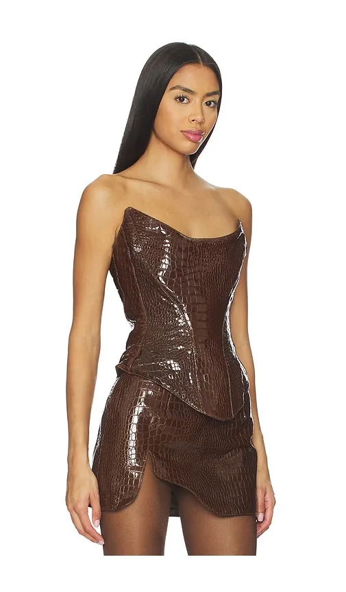 Nemesis Leather Corset Top in Brown. - size L (also in M, S, XL, XS) - Mother of All - Modalova