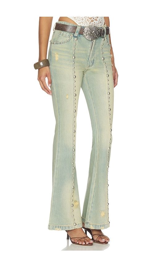 Studded Flared Jeans in . - size 34/2 (also in 36/4, 38/6, 40/8, 42/10) - Markgong - Modalova