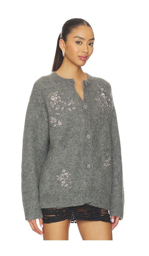 Beaded Mohair Knit Cardigan in Grey. - size S (also in M) - Markgong - Modalova