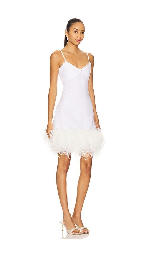 X REVOLVE Mini Dress With Feathers in . - size L (also in M, S, XS) - Milkwhite - Modalova
