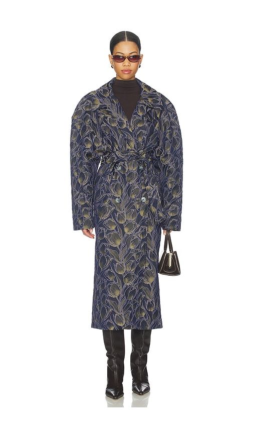 Long Printed Coat in Navy. - size S (also in XS) - Milkwhite - Modalova