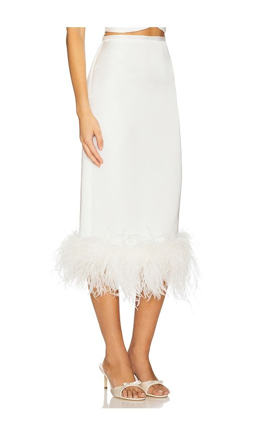 X REVOLVE Midi Skirt With Feathers in . - size M (also in S, XS) - Milkwhite - Modalova