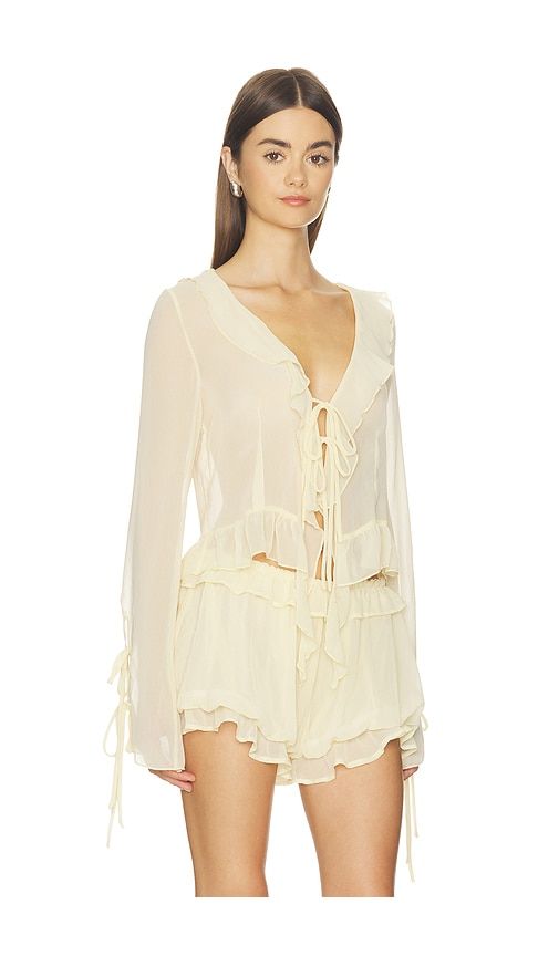 Ruffle Long Sleeve Shirt in . - size L (also in M, S, XS) - Milkwhite - Modalova