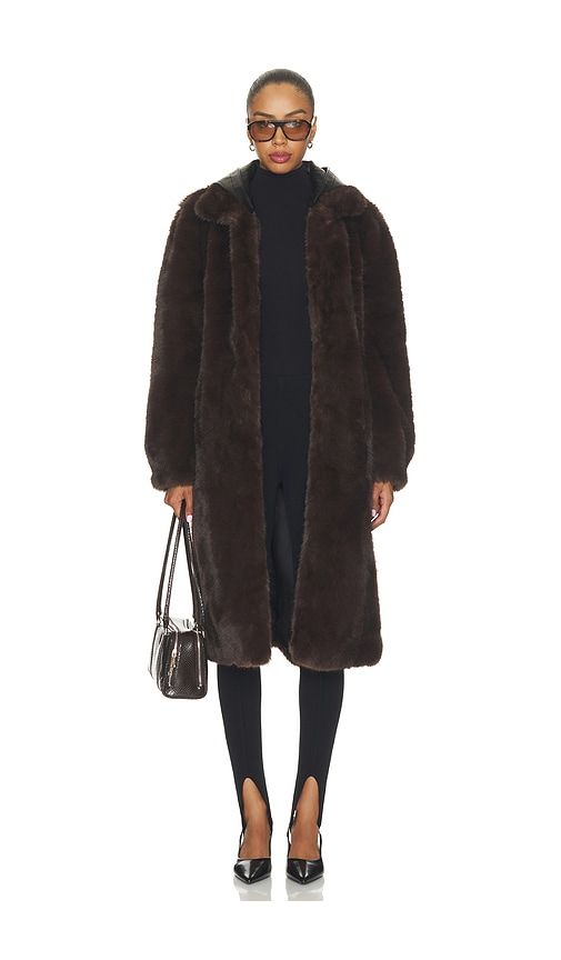 Penny Maxi Faux Fur Coat in Brown. - size L (also in M, S, XS) - Mimchik - Modalova