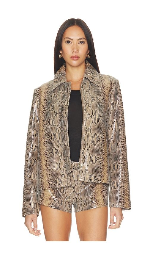Blouson Leather Jacket in Brown. - size L (also in M, XS) - Mimchik - Modalova
