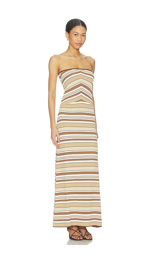 Vela Strapless Knit Midi Dress in Beige. - size L (also in M, S, XL) - MINKPINK - Modalova
