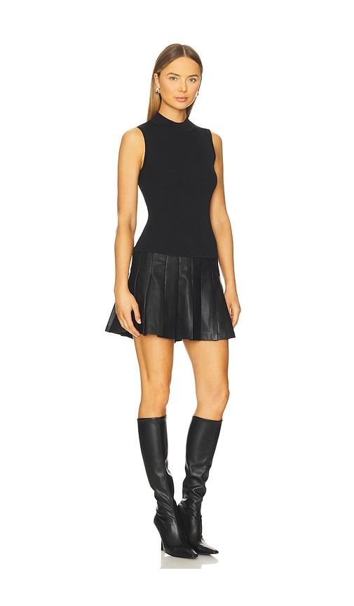 Leather Pleated Skirt Knit Dress in . - size P (also in S) - MILLY - Modalova